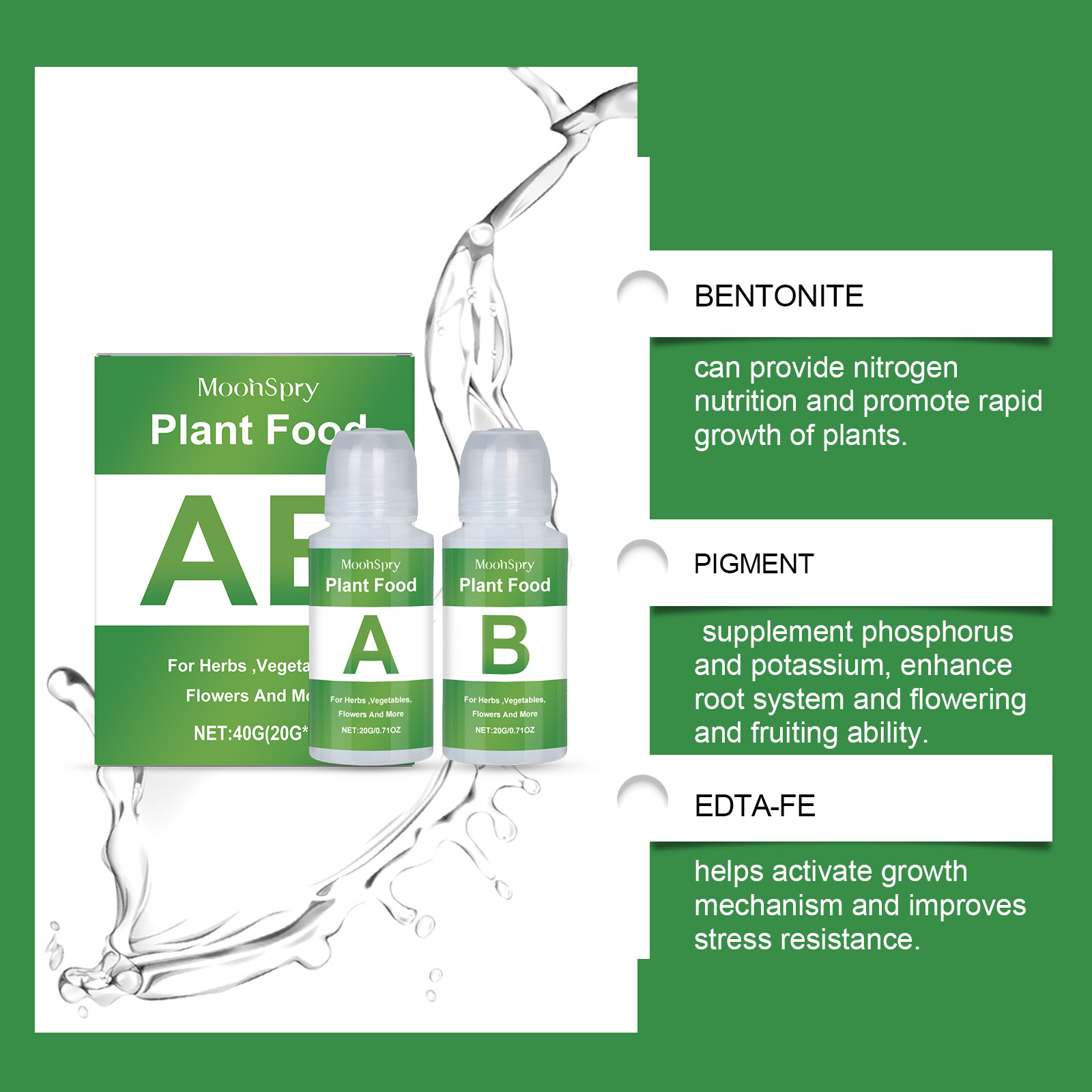 MoonSpry Hydroponic Nutrient S - Nutrient Solution Ab recension och pris