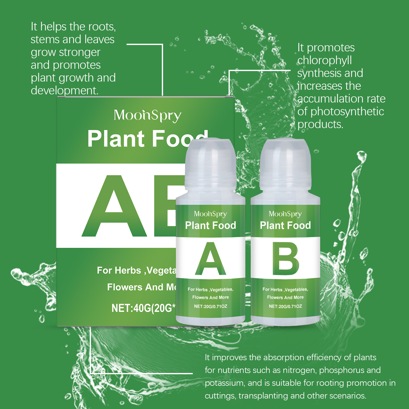 MoonSpry Hydroponic Nutrient S - Nutrient Solution Ab recension och pris